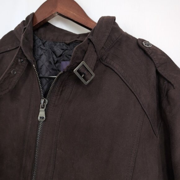 Zara Men's Brown SUEDE Full Zip Aviator Jacket with Button Up Pockets, Size XL - Picture 3 of 13